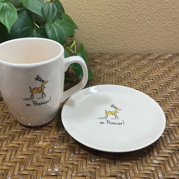Magenta Other - Magenta Vintage Rae Dunn Holiday Christmas Prancer Reindeer Dessert Plate Cup